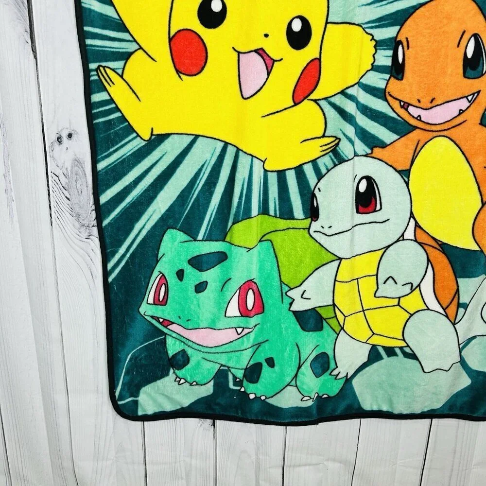 Pokemon Fleece Throw Blanket Pikachu Charmander Squirtle Bulbasaur 2015